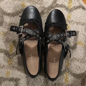 Madden Girl Black Flats with Buckle Detail